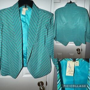 Teal Striped Blazer
